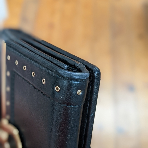 ⚡SOLD⚡Salvatore Ferragamo Leather Bifold Wallet w. Grommets + Scallop Edge - Picture 16 of 16